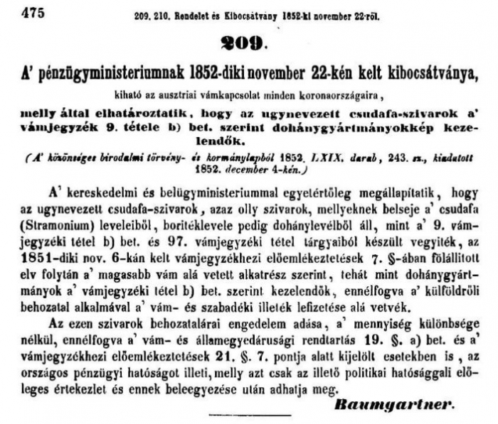 1852. Csudafa-szivar