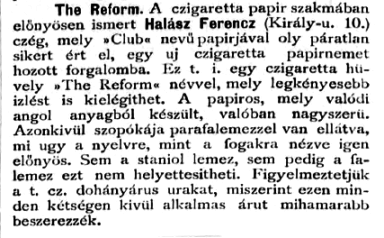 1894.08.20. The Reform cigarettahüvely