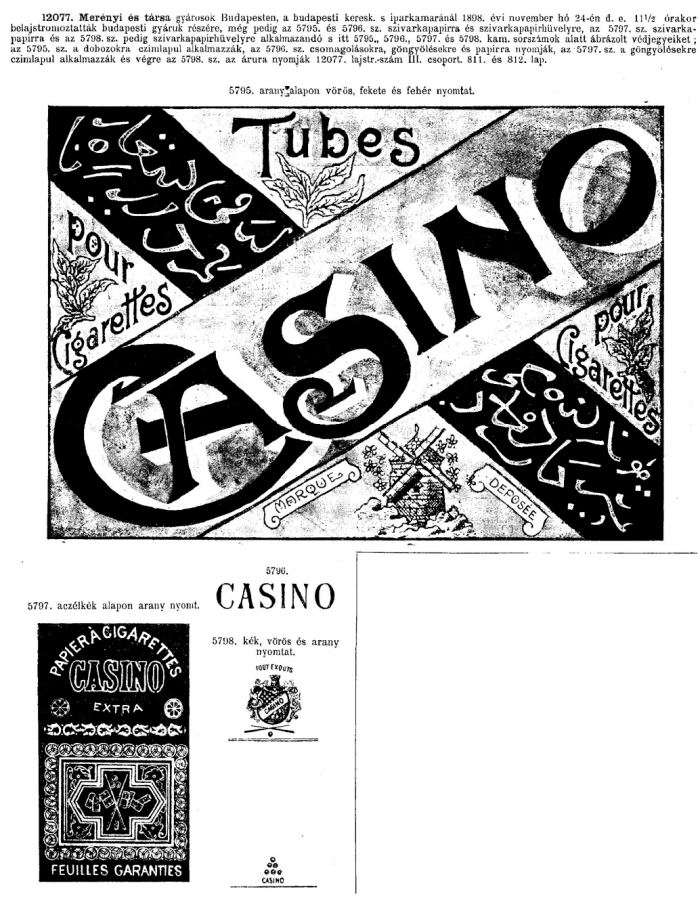 1898.11.24. Casino papír és hüvely