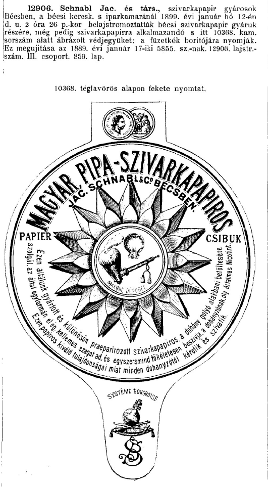 1899.01.12. Magyar Pipa cigarettapapír