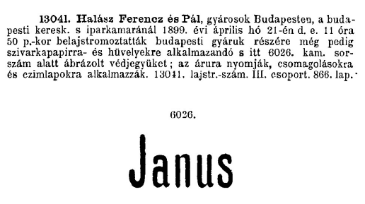1899.04.21. Janus papír és hüvely