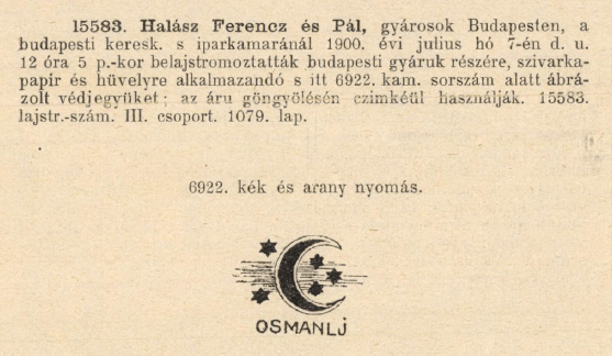 1900.07.07. Osmanlj papír és hüvely