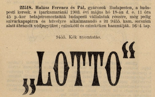 1903.05.18. Lotto papír és hüvely