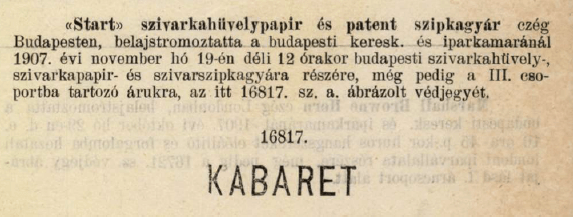 1907.11.19. Kabaret papír és hüvely