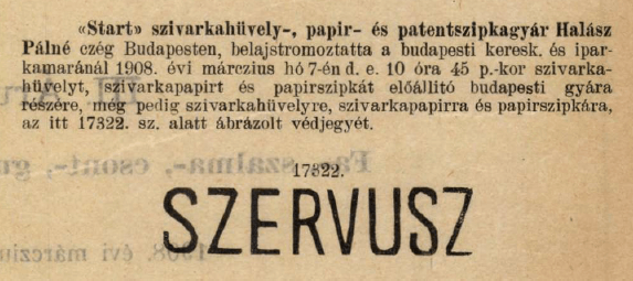 1908.03.07. Szervusz papír és hüvely