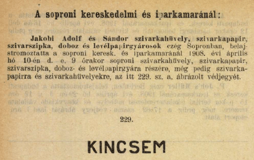 1908.04.10. Kincsem papír és hüvely