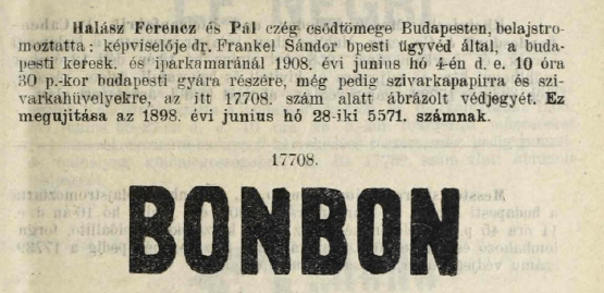 1908.06.04. Bonbon papír és hüvely