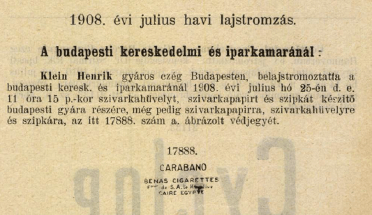 1908.07.25. Carabano papír és hüvely