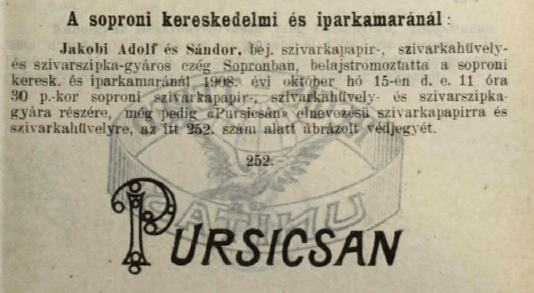 1908.10.15. Pursicsan papír és hüvely