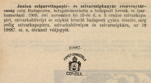1909.11.19. Consul papír és hüvely 2.