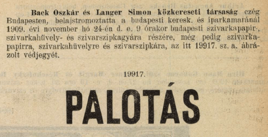 1909.11.24. Palotás papír és hüvely