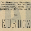 1909.12.03. Kurucz papír és hüvely