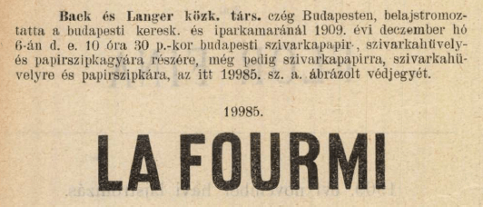 1909.12.06. La Fourmi papír és hüvely 1909.12.06. La Fourmi papír és hüvely