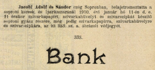 1910.01.05. Bank papír és hüvely