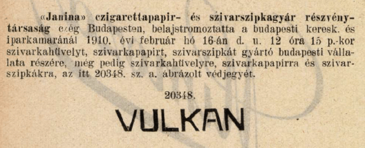 1910.02.16. Vulkan papír és hüvely