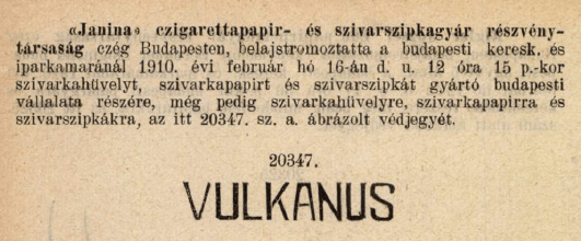 1910.02.16. Vulkanus papír és hüvely