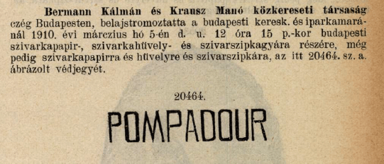 1910.03.05. Pompadour papír és hüvely