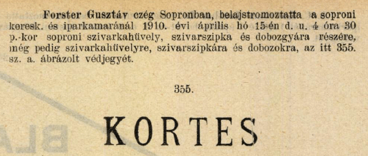 1910.04.15. Kortes hüvely és szipka 1910.04.15. Kortes hüvely és szipka