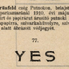 1910.05.24. Yes papír és hüvely