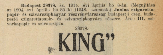 1914.04.08. King papír és szipka