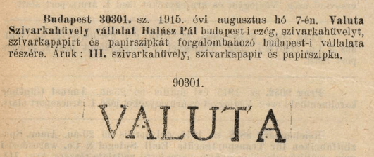 1915.08.07. Valuta papír és hüvely