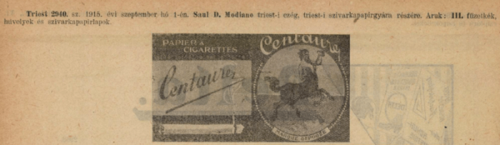 1915.09.01. Centaur cigarettapapír