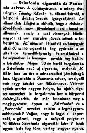 1921.04.20. Symphonia és Pannonia