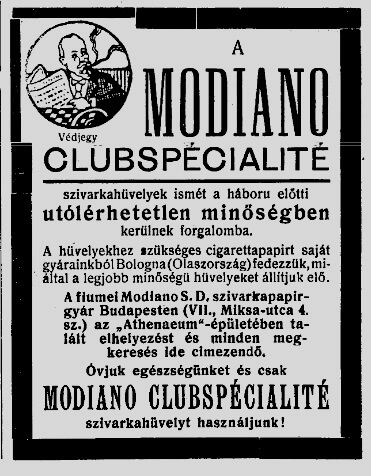 1921.06.25. Modiano reklám
