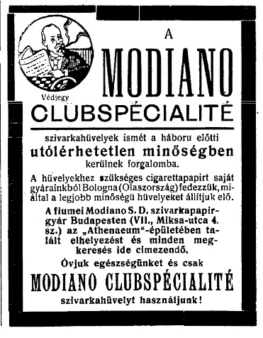 1921.06.25. Modiano reklám