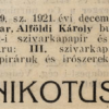 1921.12.09. Nikotus papír és hüvely