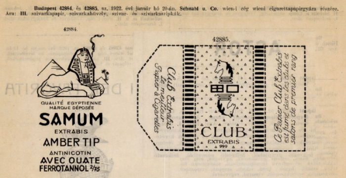 1922.01.20. Samum és Club papír