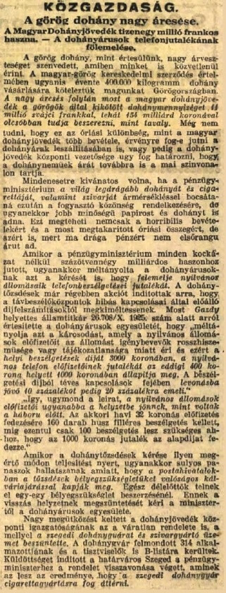 1925.10.09. Dohányjövedék