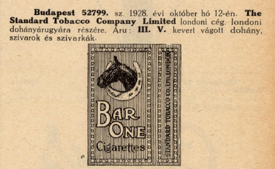 1928.10.12. Bar One dohányáru