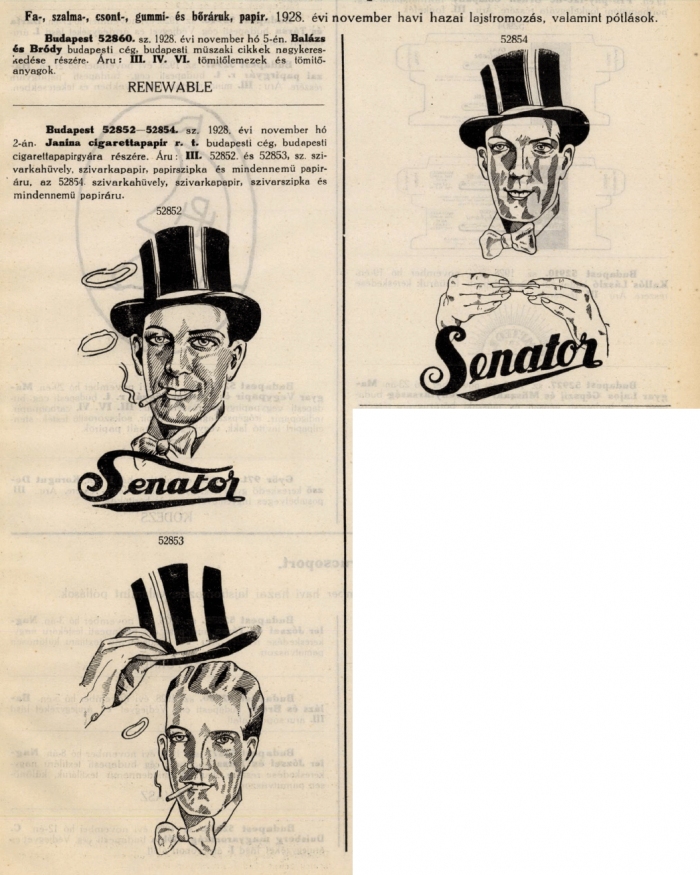 1928.11.02. Senator papír és hüvely