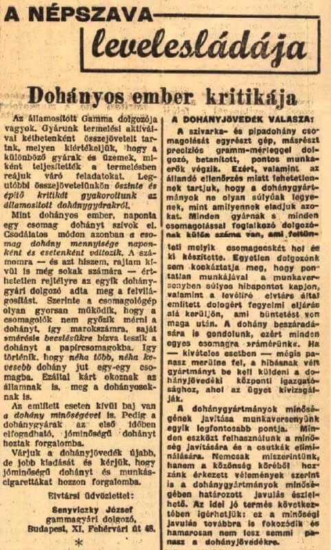 1948.12.31. Dohányos ember kritikája