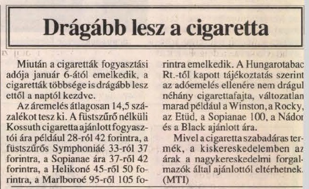 1992.01.04. Drágább cigaretták