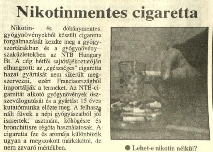 1993.10.26. Nikotinmentes cigaretta
