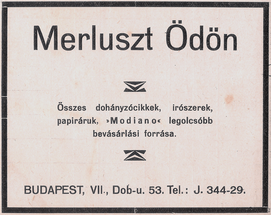 Merluszt Ödön dohányzócikkek